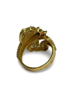 Bague or rose 8 emeraudes et 126 diamants