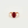 Bague or rose avec tourmaline rubellite diamants