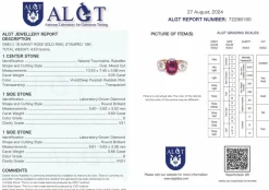 Bague or rose avec tourmaline rubellite diamants