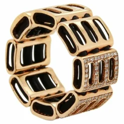 Bague or rose caoutchouc diamants