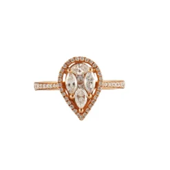 Bague or rose Diamant Poire