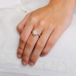 Bague or rose Diamant Poire