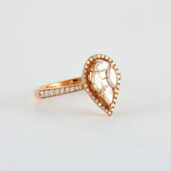 Bague or rose Diamant Poire