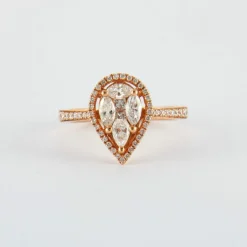Bague or rose Diamant Poire