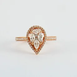 Bague or rose Diamant Poire