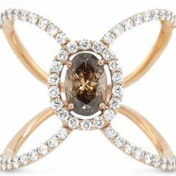 Bague or rose diamants