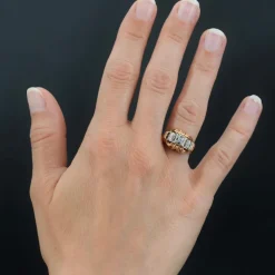 Bague or rose diamants ancienne