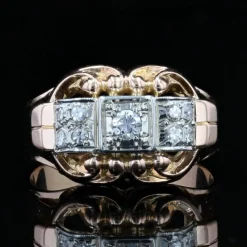 Bague or rose diamants ancienne