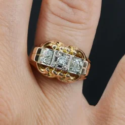 Bague or rose diamants ancienne