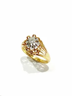 Bague or rose et diamant