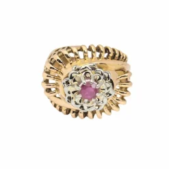 Bague or rose et rubis
