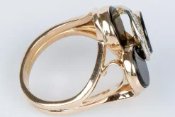 Bague or rose onyx et diamants
