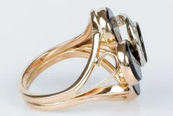 Bague or rose onyx et diamants