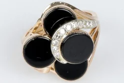 Bague or rose onyx et diamants
