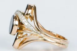 Bague or rose onyx et diamants