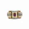 Bague or rose platine diamants et rubis