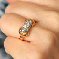 Bague or rose, platine, diamants