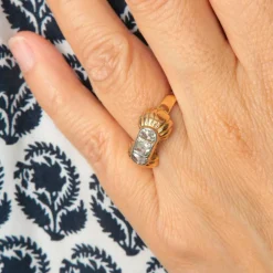 Bague or rose, platine, diamants