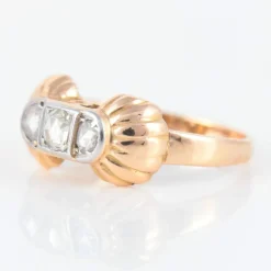 Bague or rose, platine, diamants