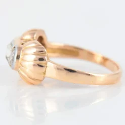 Bague or rose, platine, diamants