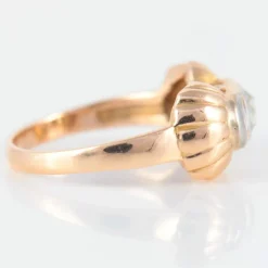Bague or rose, platine, diamants