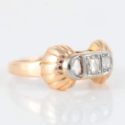 Bague or rose, platine, diamants