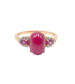 Bague Or rose Rubis Diamants Grenats