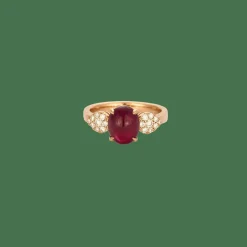 Bague or rose rubis et diamants