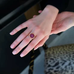 Bague Or Rose, Rubis et Diamants