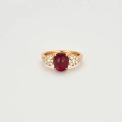 Bague or rose rubis et diamants
