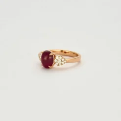 Bague or rose rubis et diamants