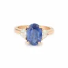 Bague Or Rose, Saphir Oval Non Chauffé 3.54 Carats, Diamants (Certificat)