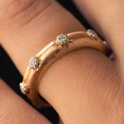 Bague or rose satiné diamants