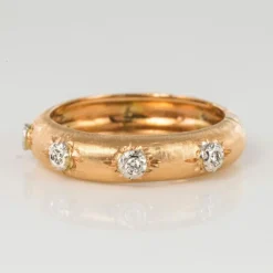Bague or rose satiné diamants