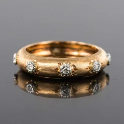 Bague or rose satiné diamants
