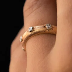 Bague or rose satiné diamants
