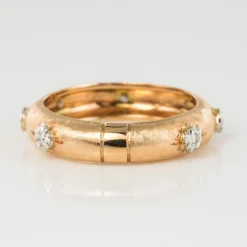 Bague or rose satiné diamants