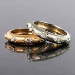 Bague or rose satiné diamants