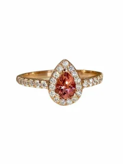 Bague or rose tourmaline et diamants