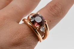 Bague Or Rose Tourmaline Rose Diamants Troïda