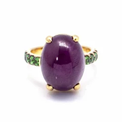 Bague Or Rose Tsavorite Rubis