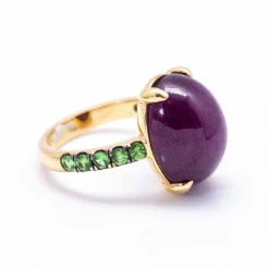Bague Or Rose Tsavorite Rubis