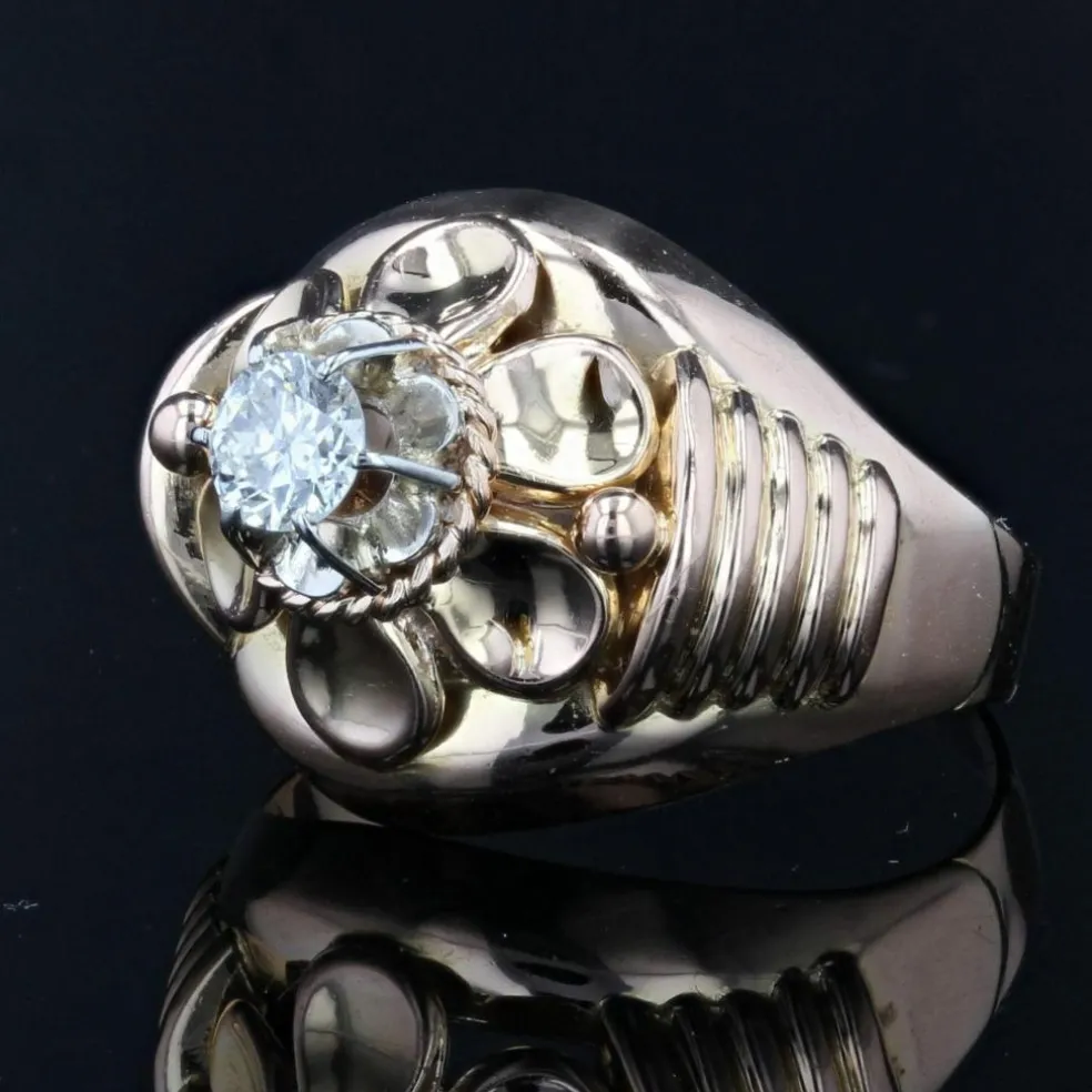 Bague or rose vintage diamant