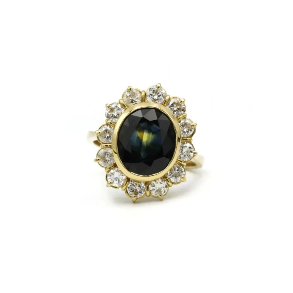 Bague or saphir et diamants