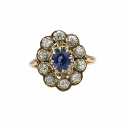 Bague or, saphir et diamants