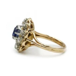 Bague or, saphir et diamants