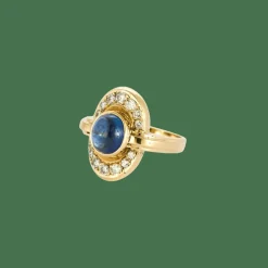 BAGUE OR SAPHIR ET DIAMANTS.