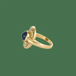 BAGUE OR SAPHIR ET DIAMANTS.