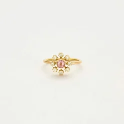 Bague or saphir rose diamants