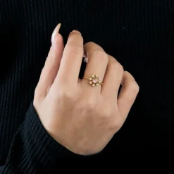 Bague or saphir rose diamants